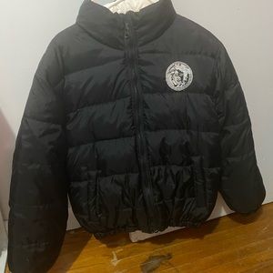 versace embroidered reversible puffer jacket size large